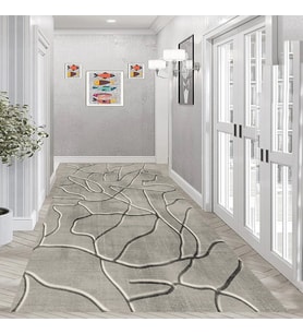 Rovigo Home Dijital Baskı Yıkanabilir Kaymaz Taban Salon Halısı Ve Yolluk RV083-FNL369 (Gri)