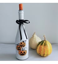 Halloween Cadılar Bayramı Tatlı Cadı Kedi Balkabağı El Boyama Dekoratif Şişe (Beyaz - Siyah - Ten)
