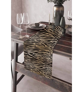 Bej Leopar Desenli Premium Masa Örtüsü Runner RNR096