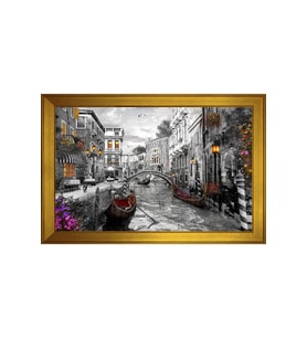 Manzara Temalı Kanvas Tablo 50 x 70 cm Gold Çerçeve