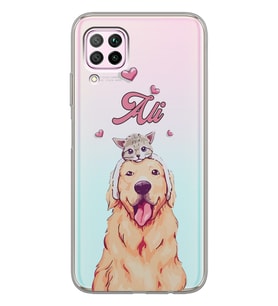 Huawei Kedi Köpek Tasarımlı Şeffaf Telefon Kılıfı