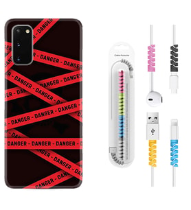 Samsung A02S A03S A10 A12 A13 A21S A22 Kılıf Kablo Koruma Spiral Silikon Danger 1372