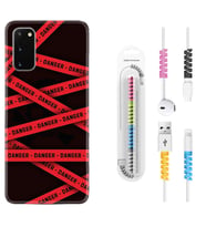 Samsung A02S A03S A10 A12 A13 A21S A22 Kılıf Kablo Koruma Spiral Silikon Danger 1372