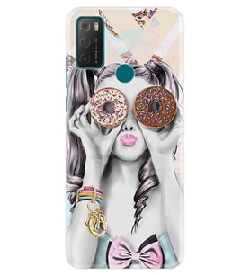 TCL 20E Kılıf Resimli Silikon Kılıf Donut Girl 1408
