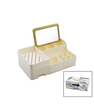 AYNALI BAMBU - ÇEKMECELİ MAKYAJ - TAKI ORGANİZER SERT PLASTİK 13 BÖLMELİ 28.5X17.5X9.5CM