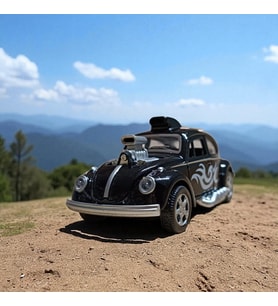 Metal Araba Çek Bırak Vw Bettle Modifiye Siyah Sesli ve Işıklı