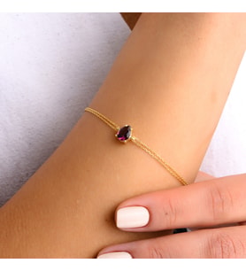 Garnet Model Damla Kesim Altın Bileklik