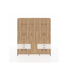 Hyperion Dolap 12 Raflı 4 Çekmeceli 2 Askılı 220x44x243 Çam-Çam/Aytaşı