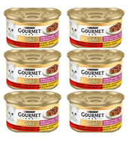 Gourmet Gold 6 Adet Sığır Etli Ve Tavuklu Konserve Yetişkin Kedi Maması 6 X 85 Gr