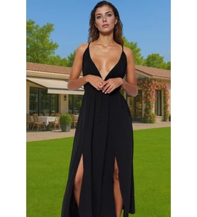 Şık V Yaka Maxi Elbise Crinkle Dokuma Nefes Alan Yazlık Konforlu Kesim Zarifane Tasarım Modern Stil