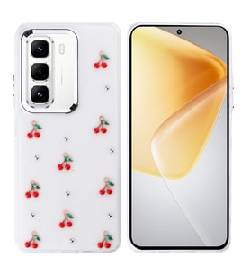 Infinix Hot 50 Pro 4G Uyumlu Kılıf Airbag Tasarımlı Simli Şeffaf Zore Kutup Kapak (Kırmızı)