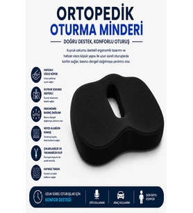Ortopedik Oturma Minderi – Kuyruk Sokumu Destek Minderi Uzun Süreli Oturuşlar İçin Ergonomik Ofis ve Araç Koltuğu Minderi Visco Minder