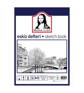 Eskiz Defteri A-3 Dokulu Kağıt Kara Kalem Çalışma Defteri 50 Yaprak 120 gr 29,7x42 cm 1 Paket Südor