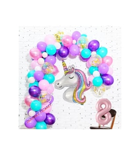 LÜKS UNİCORN DOĞUM GÜNÜ PARTİ BALON ZİNCİR SET