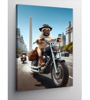Kanvas Tablo Chopper Motor Süren Köpek