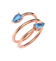 Aqua Taşlı Akordiyon Rose Gümüş Yüzük