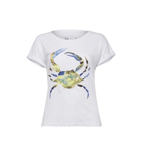 Anemoss Yeşil Yengeç Beyaz Kadın T-Shirt