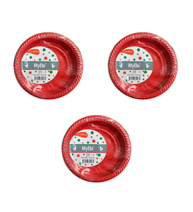 My-Ebi Kırmızı Renkli Parti Davet Plastik Tabak - 17 Cm. - 25 Adetlik 3 Paket