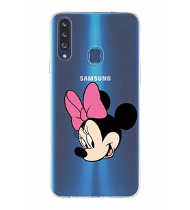 Samsung Galaxy A20s  Kapak Minnie Mouse Tasarımlı Şeffaf Silikon Kılıf