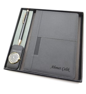 Signator® Codex  N286 Kişiye Özel Defterli Set - İsme Özel Siyah Kalem + İsme Özel Siyah Defter + İsme Özel Siyah Çakmak  İsme Özel Kutusunda Hediyelik Set (Karışık)