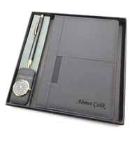 Signator® Codex  N286 Kişiye Özel Defterli Set - İsme Özel Siyah Kalem + İsme Özel Siyah Defter + İsme Özel Siyah Çakmak  İsme Özel Kutusunda Hediyelik Set (Karışık)