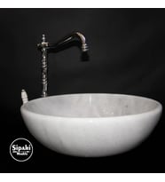 Sipahi Marble Muğla Kristal Beyaz Yuvarlak Lavabo