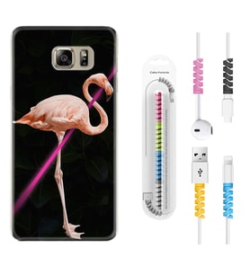 Samsung S7 Edge S20 Fe Plus Ultra S21 S22 Kılıf Kablo Koruma Spiral Silikon Line Filamingo 1776