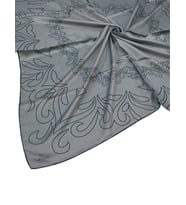 Valino Desenli Şifon Eşarp – 90x90 cm (Koyu Gri)