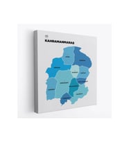 Kahramanmaraş İli ve İlçeler Haritası  Dekoratif Kanvas Tablo 1372