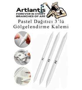 Pastel Dağıtıcı Gölgelendirme Kalemi 3 lü 1 Paket Kaynaştırma Kalemi Kara Kalem Dağıtıcı Kalem Kağıt Kalem (Beyaz)