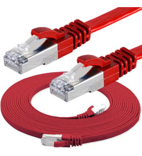 CAT7 Yassı FTP Ethernet Network Lan İnternet Kablosu, Kırmızı 3 metre