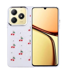 Coverzone Realme C61 ile uyumlu K?l?f Airbag K�?eli 2mm Kamera �?k?nt? Korumal? Simli ?effaf Bask?l? Z-Kutup Kapak Kiraz