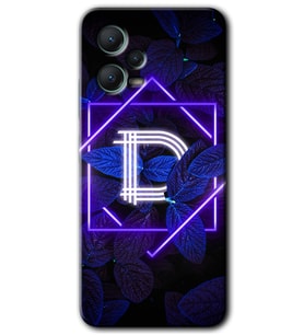 Redmi Note 12 5G Kılıf HD Desen Baskılı Kılıf - Dark Neon Yaprak D Harfi