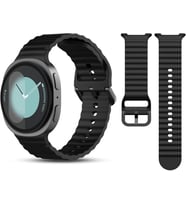 Samsung Galaxy Watch 9 / Watch 8 (40mm/44mm) ve Watch 8 Classic (46mm) Uyumlu Premium Dalgalı Yumuşak Silikon Spor Kordon - Nefes Alabilen, Konforlu, Suya Dayanıklı, Terletmeyen Kayış