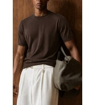 Erkek Bisiklet Yaka Kısa Kollu İnce Triko Slim Fit Günlük Şık Triko T-Shirt