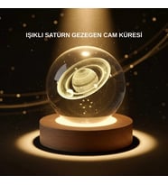 Dekoratif 3d Satürn Motifli Kristal Küre Işıklı Gece Lambası