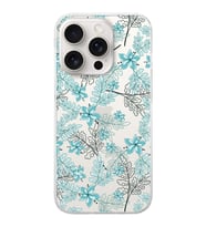 PrintiFy Apple iPhone 15 Pro Max Uyumlu Floral Su Yeşili Tasarımlı Slim Fit Şeffaf Silikon Kılıf