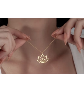 Lotus Çiçeği Takılar, Lotus Kolye, Zarif Altın Takılar, Kadın Kolye