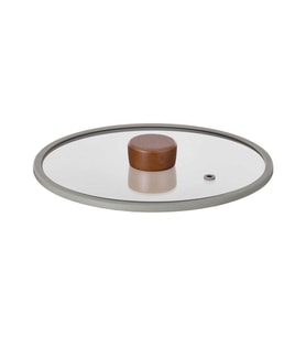 FİKA 22 CM DÜZ SİLİKON ÇERÇEVELİ CAM KAPAK GRİ