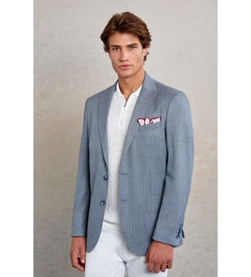 Hatemoğlu A.Lacivert Ç. Slim Fit Çizgili Sivri Yaka Casual Ceket