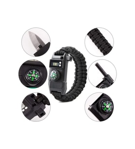 Paracord Acil Durum Sos Led Işıklı+ Pusula Ve Düdük Ateş Başlangıcı Magnezyum Çubuk