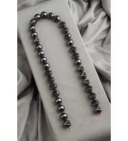 Hematit Doğal Taş Parlak Füme Kesik Küre Kesim 12x12mm Dizi [AA]
