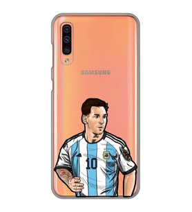 Samsung Galaxy A30S/A50/A50S Uyumlu Lionel Messi Desenli Şeffaf Telefon Kılıfı