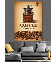 Kahve Değirmeni Vintage Poster Dekoratif Kanvas - Mdf Ahşap Tablo