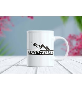 Adventure Dağ Temalı Kamp ve Doğa Sever Kupa Bardak (Beyaz)