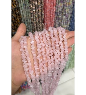 Pembe Kuvars Kırık Taş Orta Boy Parlak 5x8mm Doğal Taş Dizi