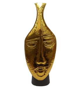 Biev Metal Vazo Yüz Kabartmalı 22x12x58 cm