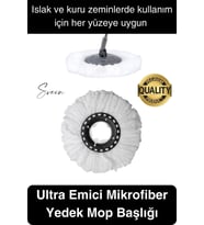 Ultra Emici Yedek Mop Başlığı Mikrofiber Paspas Püsküllü Temizlik Fayans Parke Laminant Silme Bezi