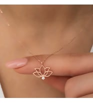 Lotus Çiçeği Figürlü Kolye-925 Ayar Gümüş