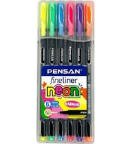 Pensan Fineliner 0.4 Mm Keçe Uçlu Kalem Neon Renkler 6 Lı Set (Karışık)